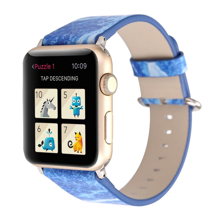 For Apple Watch Series 3 & 2 & 1 42mm Fashion Marble Vein Texture Wrist Watch Leather Band