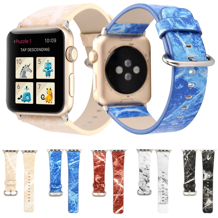For Apple Watch Series 3 & 2 & 1 42mm Fashion Marble Vein Texture Wrist Watch Leather Band