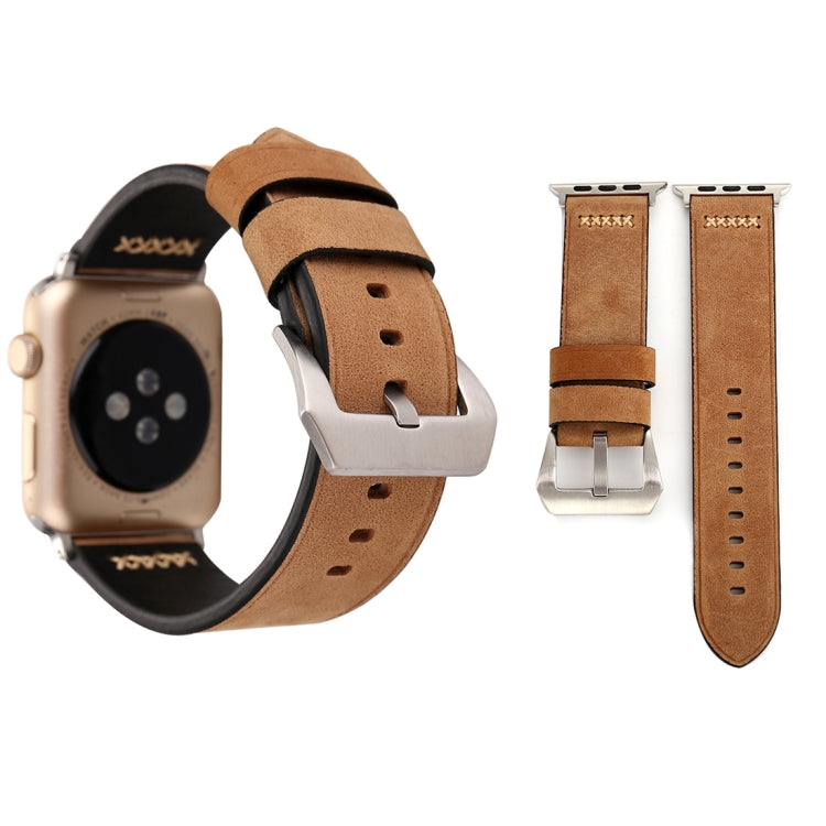 For Apple Watch Ultra 49mm / Series 8&7 45mm / SE 2&6&SE&5&4 44mm / 3&2&1 42mm Retro XX Line Pattern Genuine Leather Wrist Watch Band