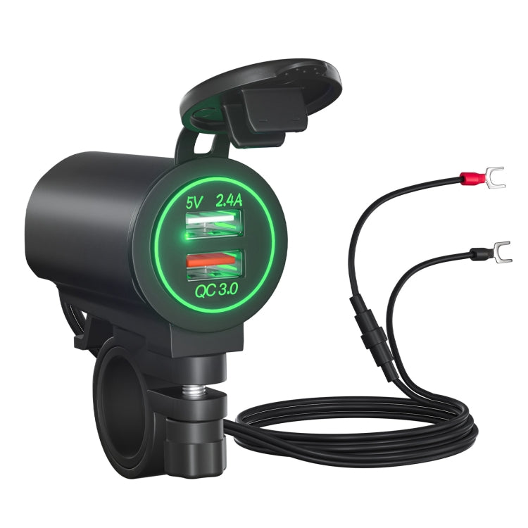 ZH-723F3 Car / Motorcycle QC3.0 Cell Phone Fast Charging Dual USB Car Charger(Green Light)