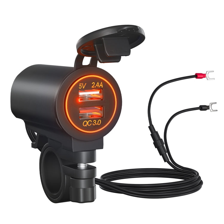 ZH-723F4 Car / Motorcycle QC3.0 Cell Phone Fast Charging Dual USB Car Charger(Orange Light)