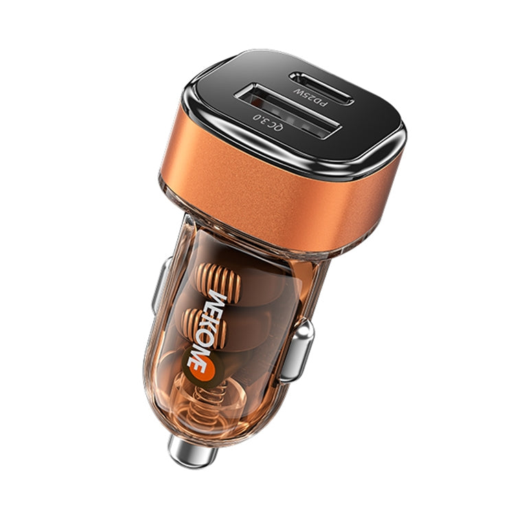 WK WP-C45 Vanguard Series Mecha Transparent USB+Type-C Fast Car Charger (Orange)