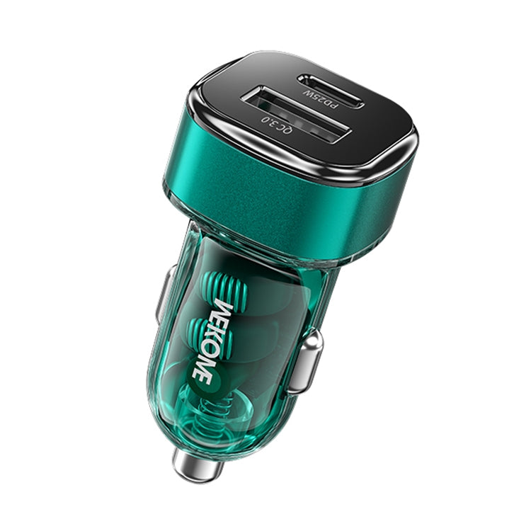 WK WP-C45 Vanguard Series Mecha Transparent USB+Type-C Fast Car Charger (Green)