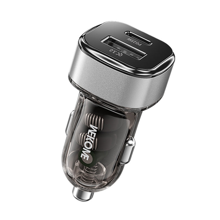 WK WP-C45 Vanguard Series Mecha Transparent USB+Type-C Fast Car Charger (Grey)