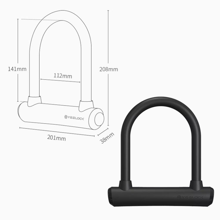 Original Xiaomi Youpin YEELOCK Smart Bluetooth U Shape Lock, Short Version(Black)