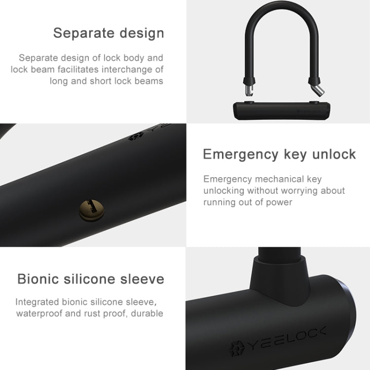 Original Xiaomi Youpin YEELOCK Smart Bluetooth U Shape Lock, Short Version(Black)