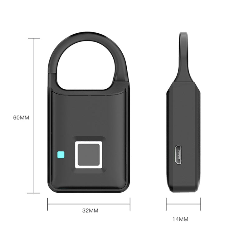 P5 3.7V Micro USB Charging Semiconductor Fingerprint Sensing Small Padlock