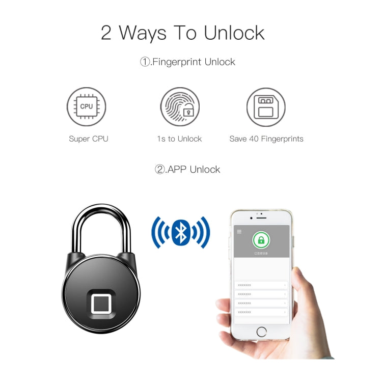 P22+ Waterproof Fingerprint Padlock with Cellphone APP Control & Low Battery Alarm