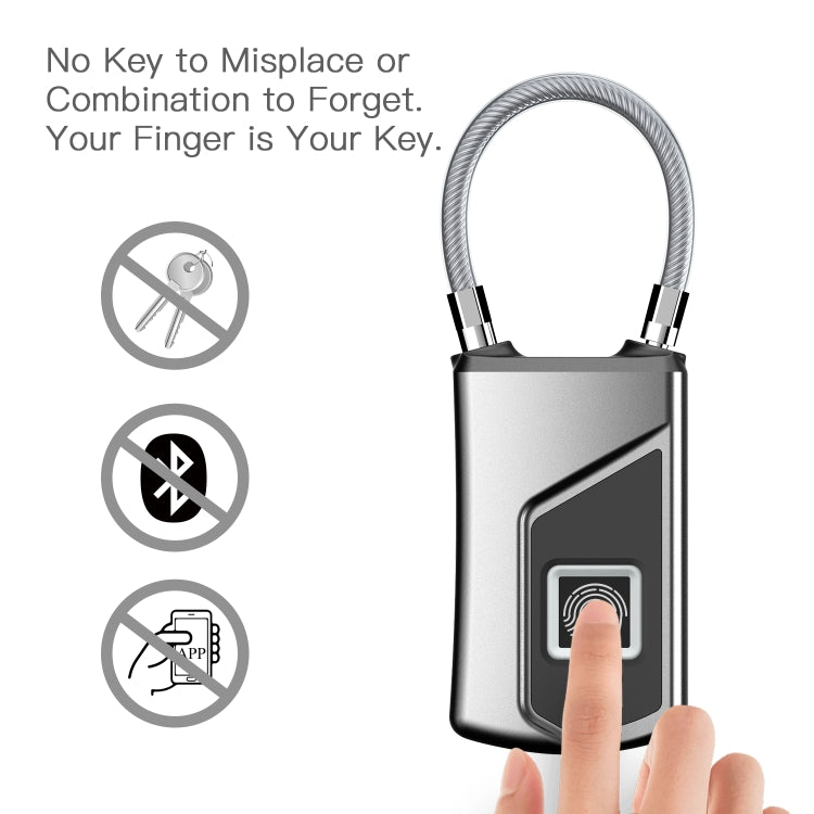 Anytek USB Charging Waterproof Anti-theft Non-password Electrically Intelligent Fingerprint Padlock Size:3.2cm × 3.5cm × 9cm