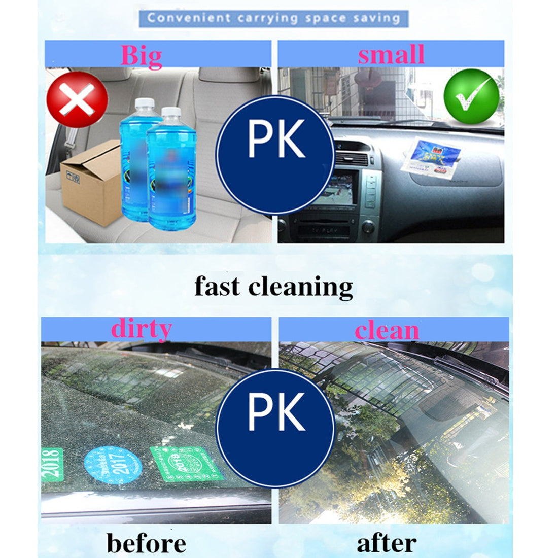 12 PCS Car Solid Wiper Fine Auto Window Cleaning Windshield Glass Cleaner Washer Tablets(1 PCS=4L Water)