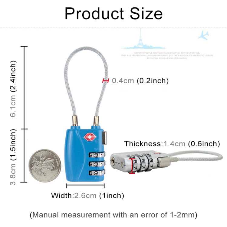 JASIT TSA719 Zinc Alloy 3-Digit Password TSA Lock Travel Luggage Padlock(Blue)