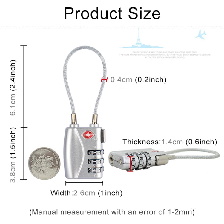 JASIT TSA719 Zinc Alloy 3-Digit Password TSA Lock Travel Luggage Padlock(Silver)