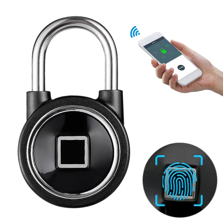 Waterproof Intelligent Bluetooth Fingerprint Padlock Remote Unlocking for iOS / Android(Black)