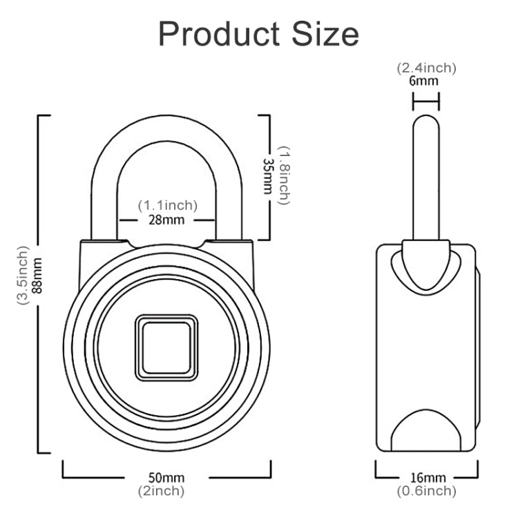 Waterproof Intelligent Bluetooth Fingerprint Padlock Remote Unlocking for iOS / Android(Black)