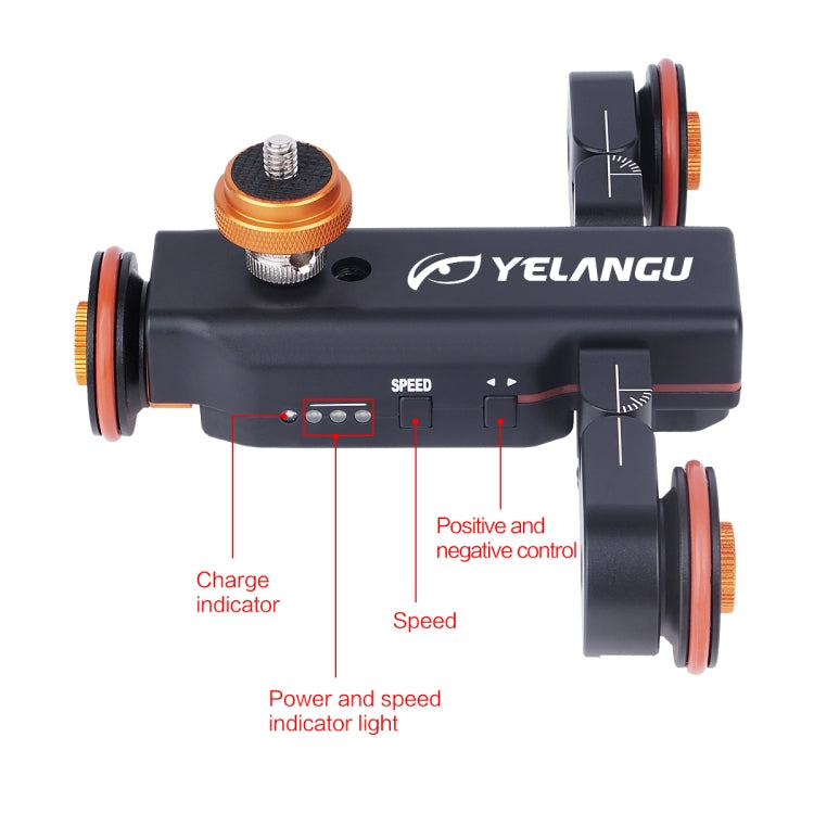 YELANGU L4X Camera Wheel Dolly II Electric Track Slider 3-Wheel Video Pulley Rolling Dolly Car with Remote Control for DSLR / Home DV Cameras, GoPro, Smartphones, Load: 3kg