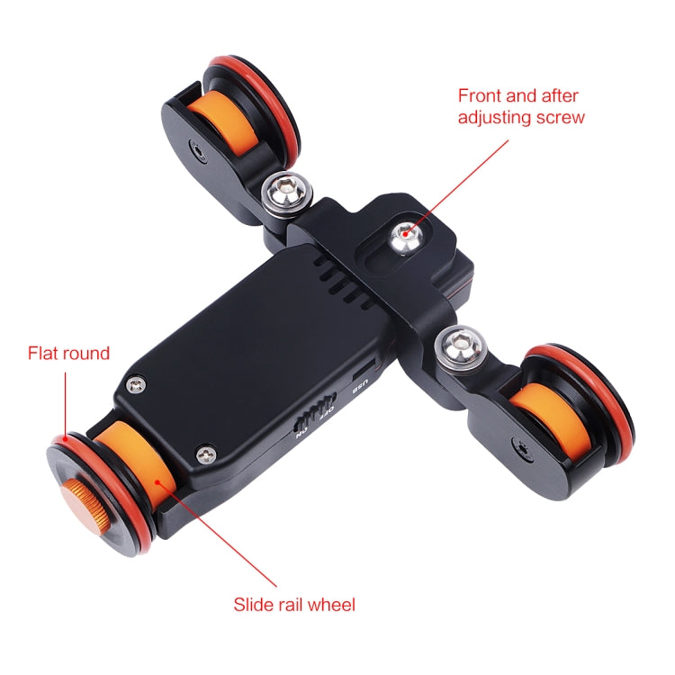 YELANGU L4X Camera Wheel Dolly II Electric Track Slider 3-Wheel Video Pulley Rolling Dolly Car with Remote Control for DSLR / Home DV Cameras, GoPro, Smartphones, Load: 3kg