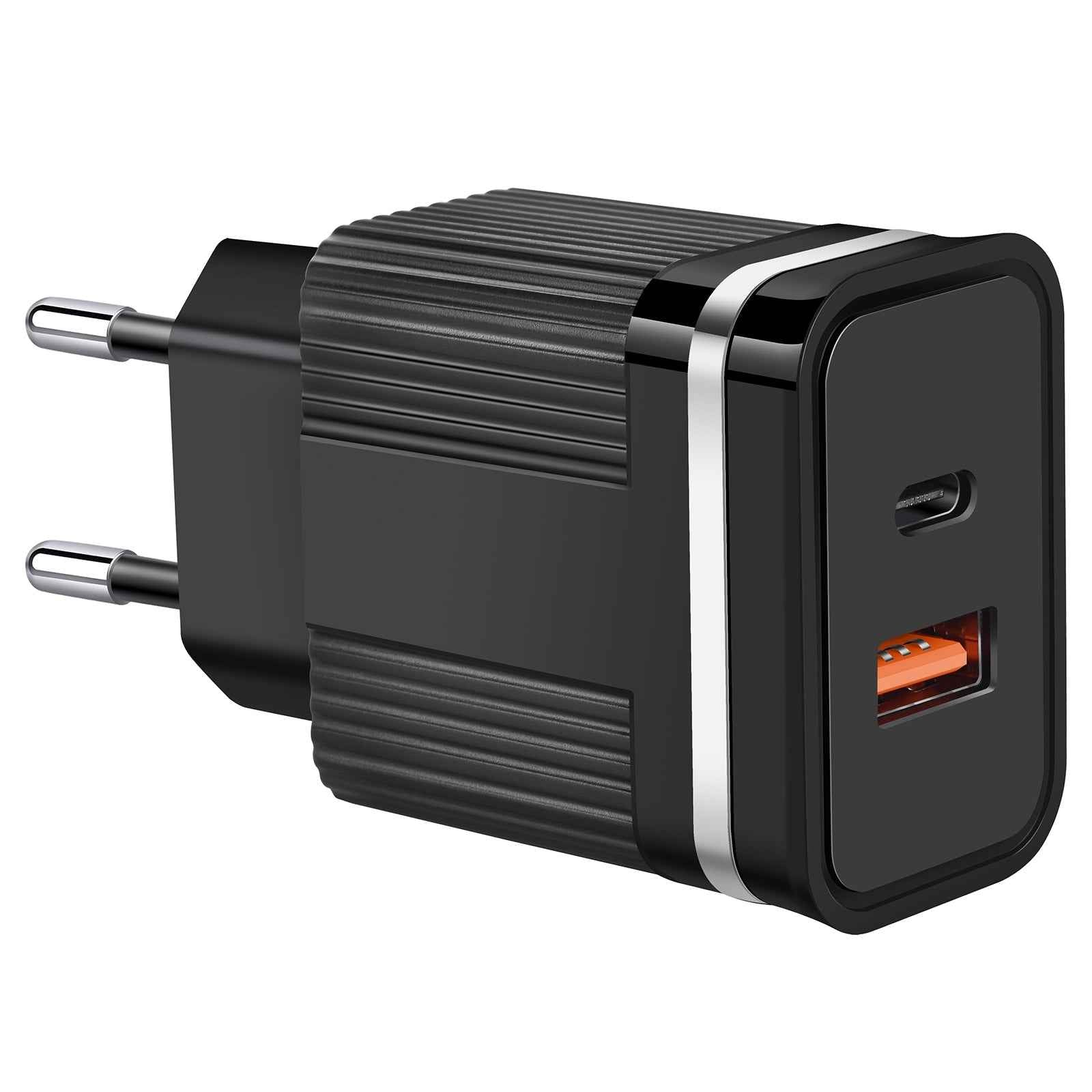 Uniqbuy For RSY USB + USB-C / Type-C Dual Ports Fast Charging Travel Charger, EU Plug(Black)