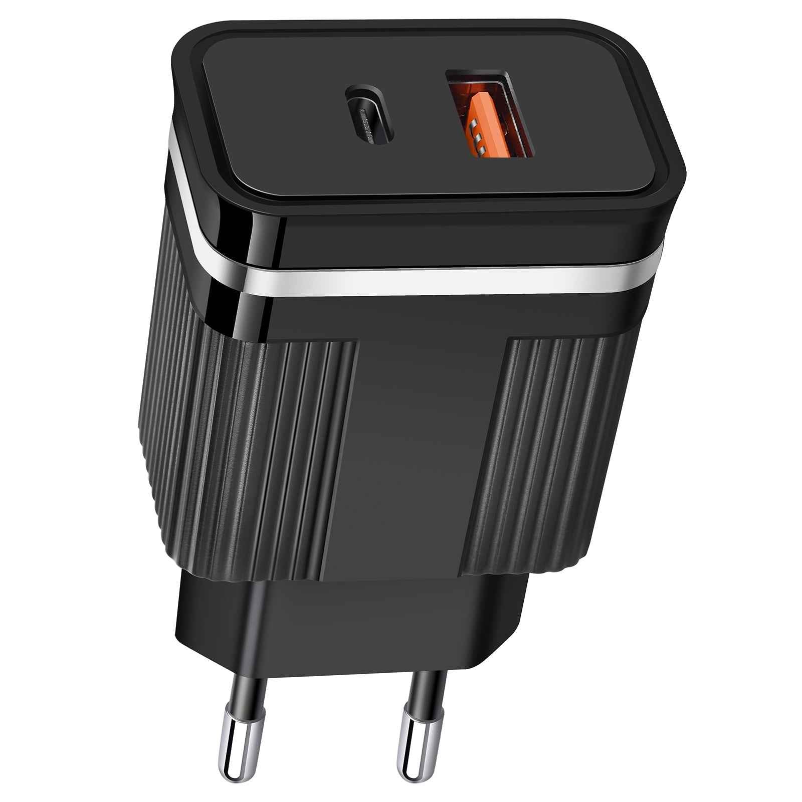 Uniqbuy For RSY USB + USB-C / Type-C Dual Ports Fast Charging Travel Charger, EU Plug(Black)