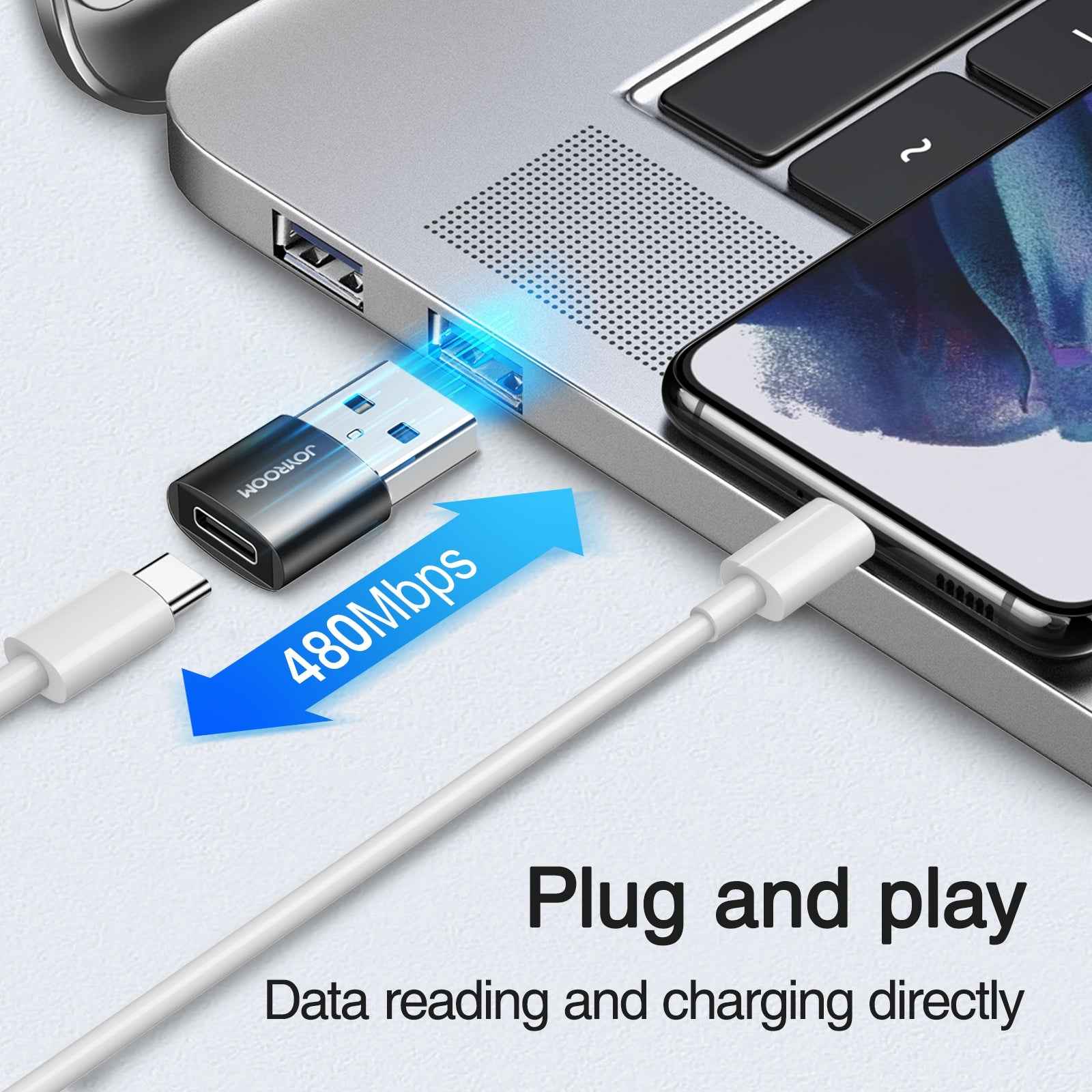 Uniqbuy For JOYROOM S-H152 3A USB Male to USB-C / Type-C Female OTG Adapter(Black)