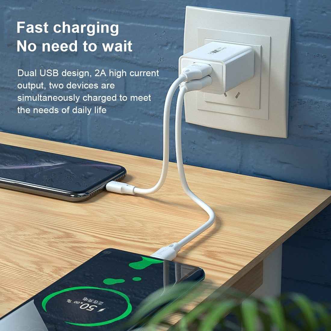 Uniqbuy For WK WP-U56 2A Dual USB Fast Charging Travel Charger Power Adapter, EU Plug