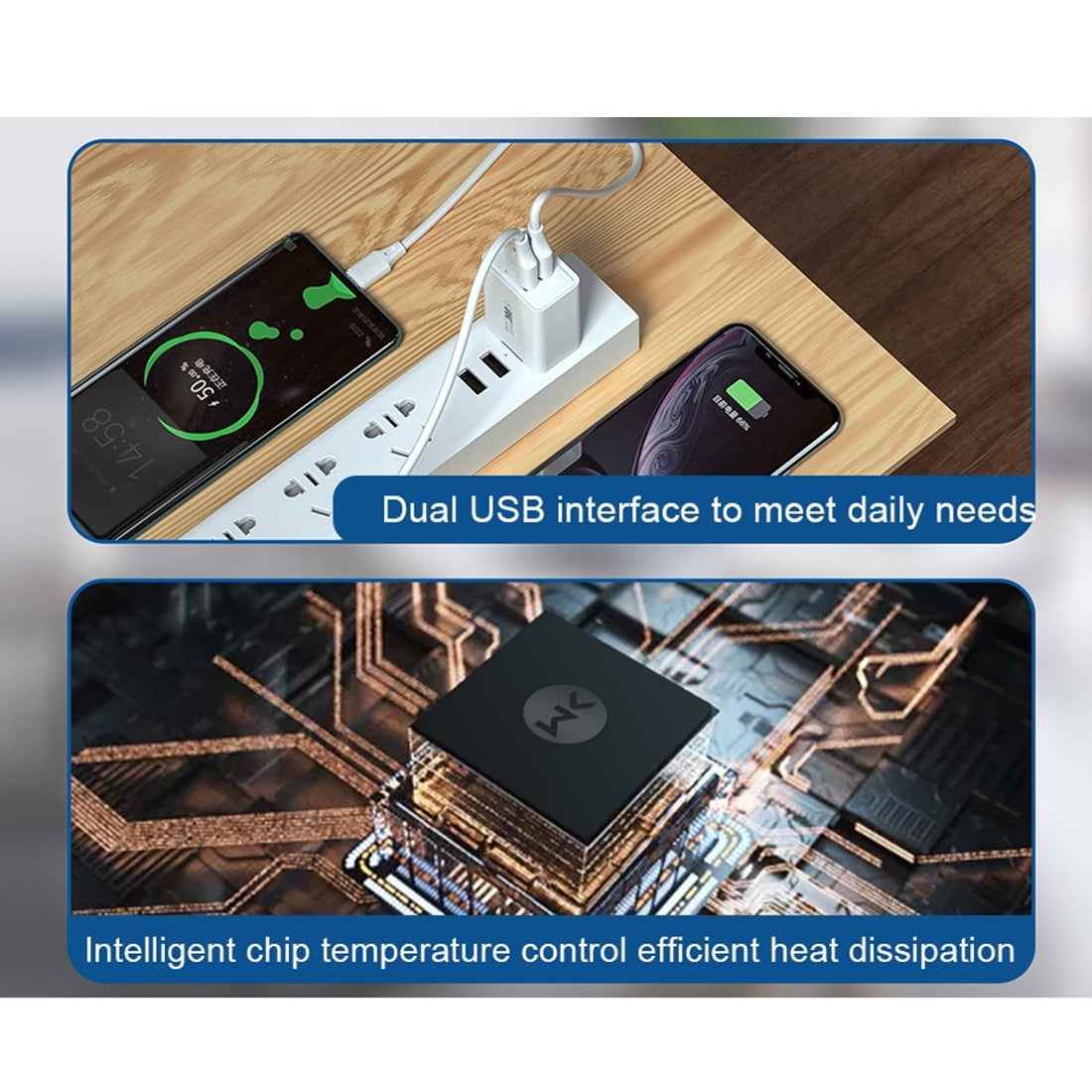 Uniqbuy For WK WP-U56 2A Dual USB Fast Charging Travel Charger Power Adapter, EU Plug
