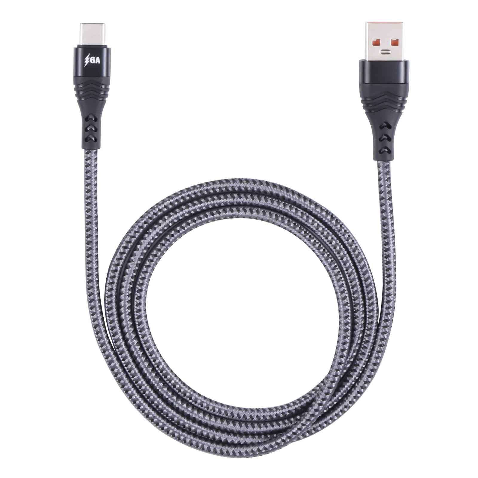 Uniqbuy For ADC-005 6A USB to USB-C / Type-C Weave Fast Charging Data Cable, Length:1m(Black)
