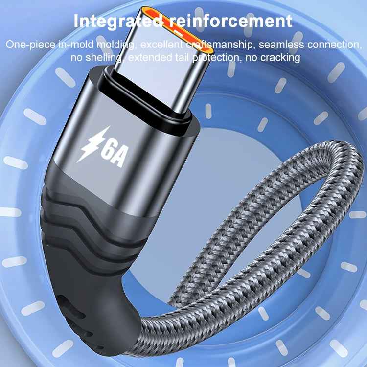 Uniqbuy For ADC-005 6A USB to USB-C / Type-C Weave Fast Charging Data Cable, Length:1m(Black)