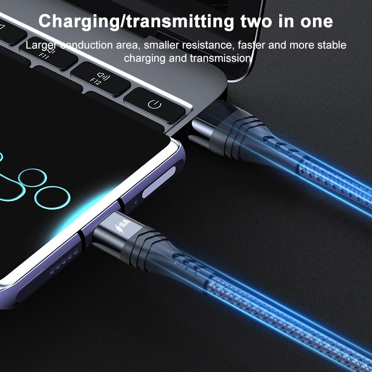 ADC-005 6A USB to USB-C / Type-C Weave Fast Charging Data Cable, Length:1m(Black)
