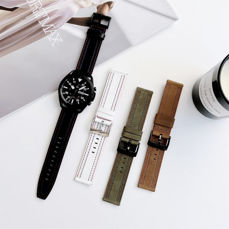 Universal Tricolor Sewing Leather Strap Watchband