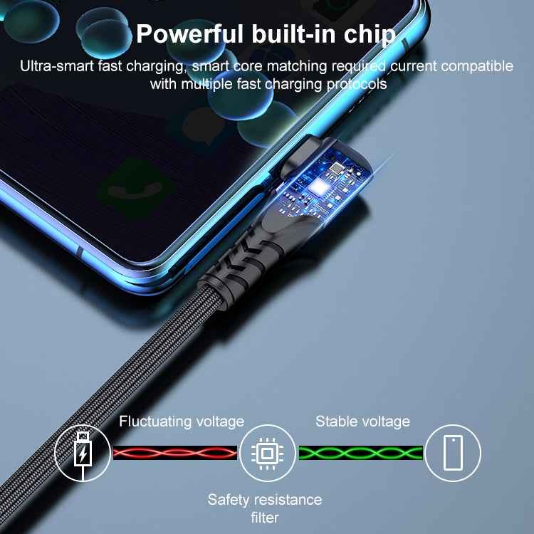Uniqbuy For 6A 66W USB to USB-C / Type-C Elbow Mobile Phone Game Fast Data Cable, Length:0.5m(Black)