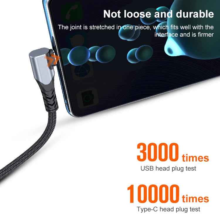 Uniqbuy For 6A 66W USB to USB-C / Type-C Elbow Mobile Phone Game Fast Data Cable, Length:1m(Black)