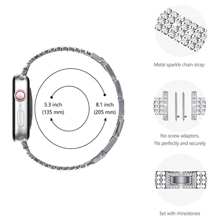 Universal Four-Row Diamond Metal Watch Band