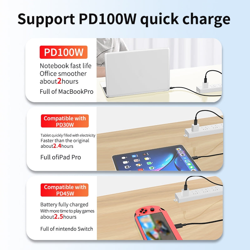 100W USB-C / Type-C to USB-C / Type-C Fast Charging Data Cable, Length:2m(Black)