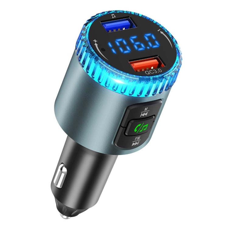 BC77 QC3.0 Fast Charging Car Bluetooth Hands-free MP3 Player FM Transmitter(Navy Blue)