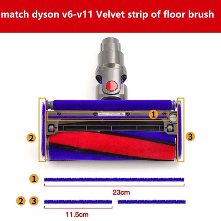 3 in 1 Velvet Strip Hose Soft Velvet Floor Brush Hose Strips For Dyson V7 / V8 / V10 / V11