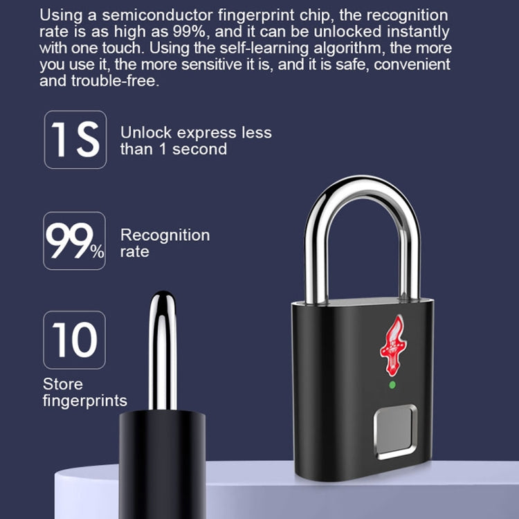 P16 5V Micro USB Charging Semiconductor Fingerprint Sensing TSA Padlock(Black)