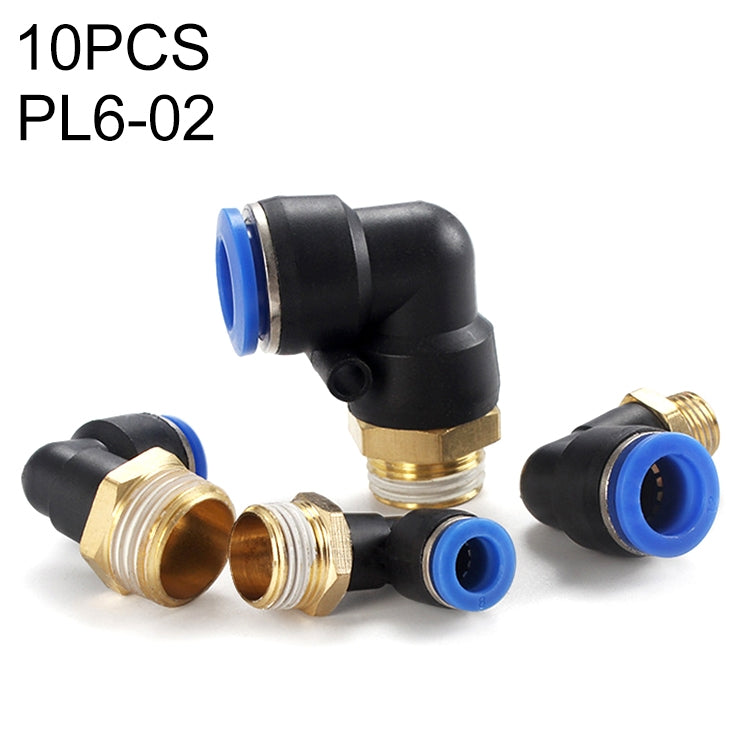 PL6-02 LAIZE 10pcs Male Thread Elbow Pneumatic Quick Fitting Connector