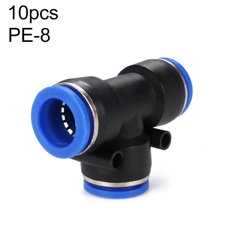 PE-8 LAIZE 10pcs PBT Plastic Tee Joint Pneumatic Quick Fitting Connector