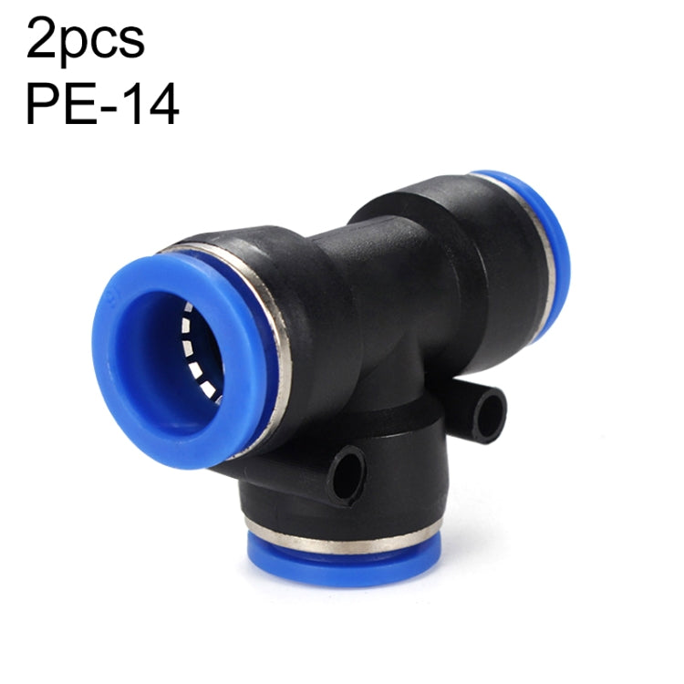 PE-14 LAIZE 2pcs PBT Plastic Tee Joint Pneumatic Quick Fitting Connector