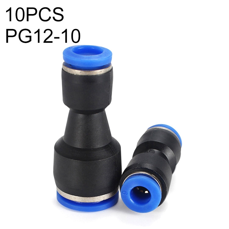 PG12-10 LAIZE 10pcs Plastic Reducing Straight Pneumatic Quick Fitting Connector