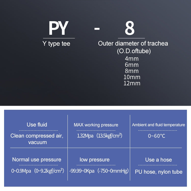 PY-4 LAIZE 10pcs Plastic Y-type Tee Reducing Pneumatic Quick Fitting Connector