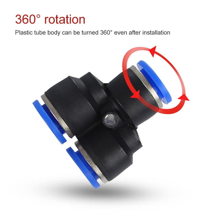 PY-8 LAIZE 10pcs Plastic Y-type Tee Reducing Pneumatic Quick Fitting Connector