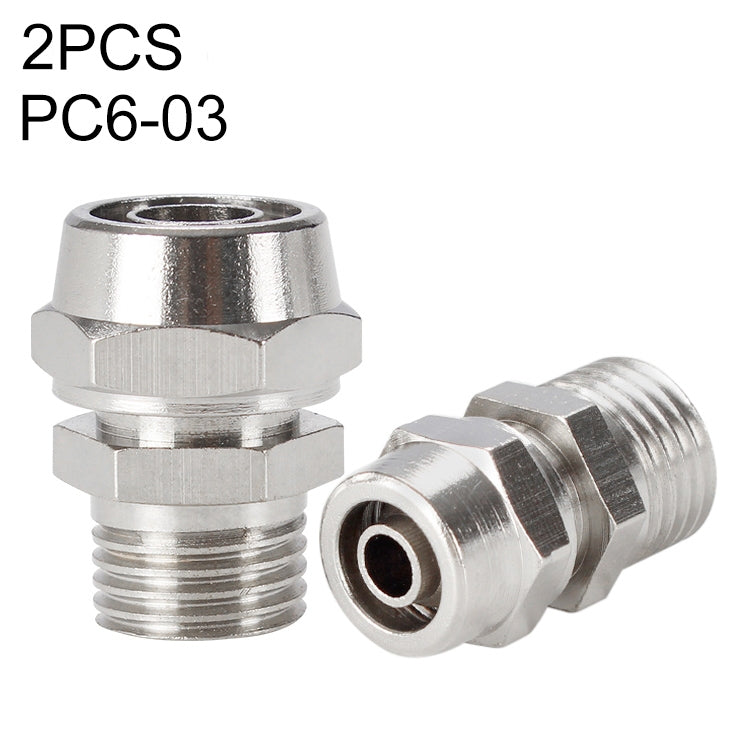 PC6-03 LAIZE 2pcs Nickel Plated Copper Pneumatic Quick Fitting Connector