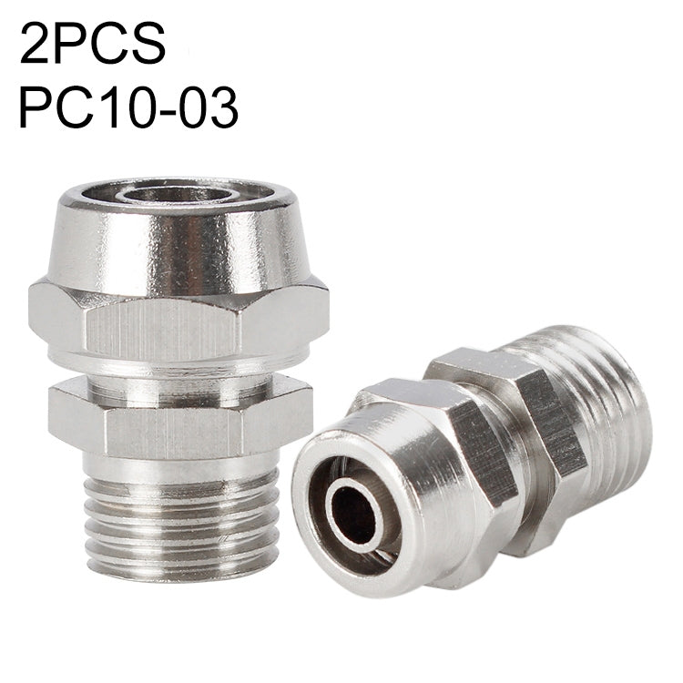PC10-03 LAIZE 2pcs Nickel Plated Copper Pneumatic Quick Fitting Connector