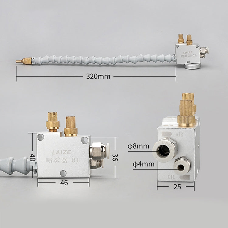 LAIZE CNC Lathe Mist Coolant Lubrication Spray Engraving Machine Cooling Sprayer Without Magnetic Base