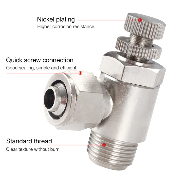 SL6-M5 LAIZE Nickel Plated Copper Trachea Quick Fitting Throttle Valve Lock Female Connector