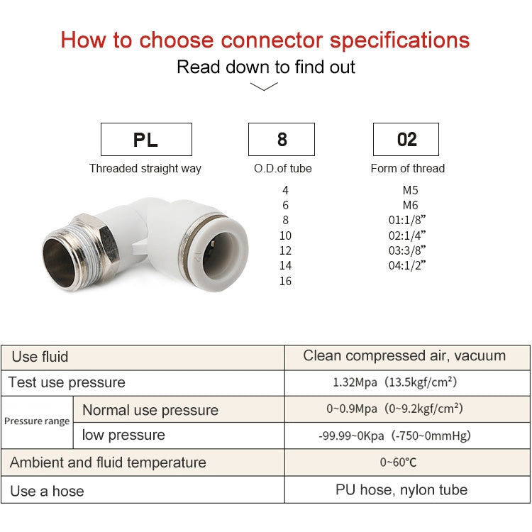 PL4-01 LAIZE 10pcs PL Elbow Pneumatic Quick Fitting Connector