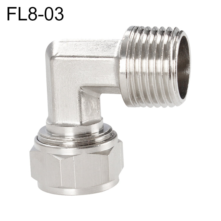 FL8-03 LAIZE Nickel Plated Copper Trachea Quick Fitting Twist Elbow Lock Female Connector