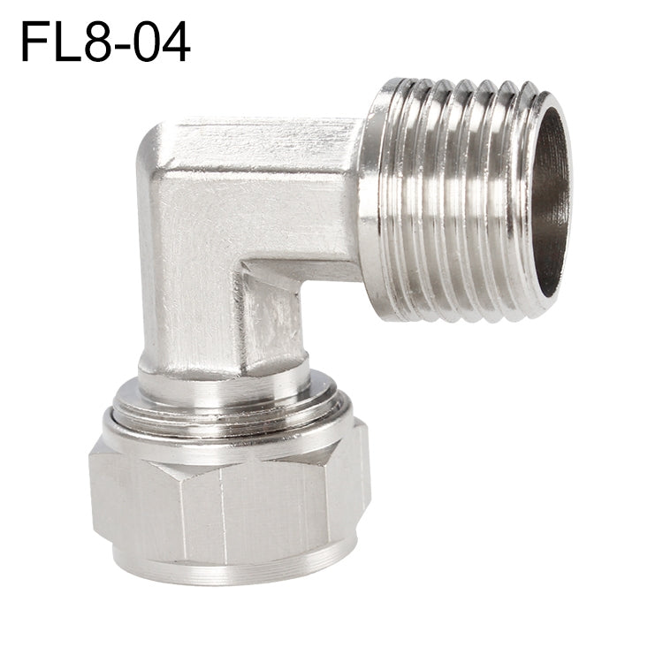 FL8-04 LAIZE Nickel Plated Copper Trachea Quick Fitting Twist Elbow Lock Female Connector