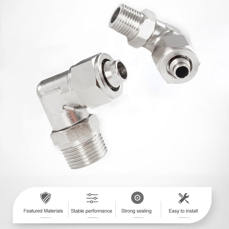 PL10-01 LAIZE Nickel Plated Copper Trachea Quick Fitting Twist Swivel Elbow Lock Female Connector